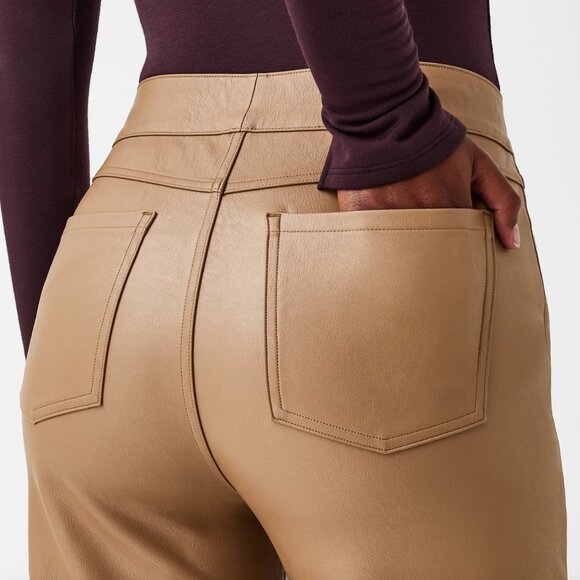 Spanx Leather-Like Straight Leg Pant - Toffee - NWT - Large - Picture 4 of 10